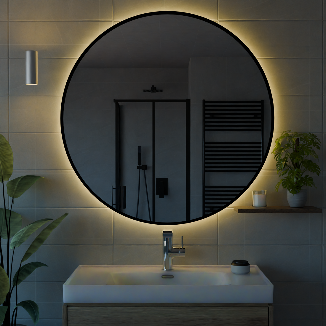 Kumlamasız LED Işıklı Yuvarlak Banyo Aynası - Gün Işığı