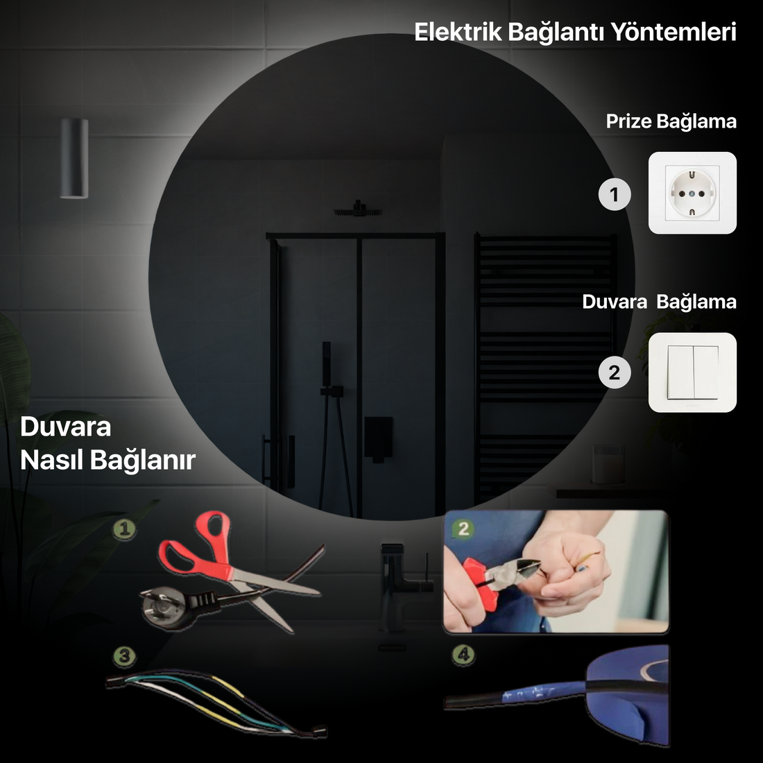 Kumlamasız LED Işıklı Elips Banyo Aynası - Gün Işığı