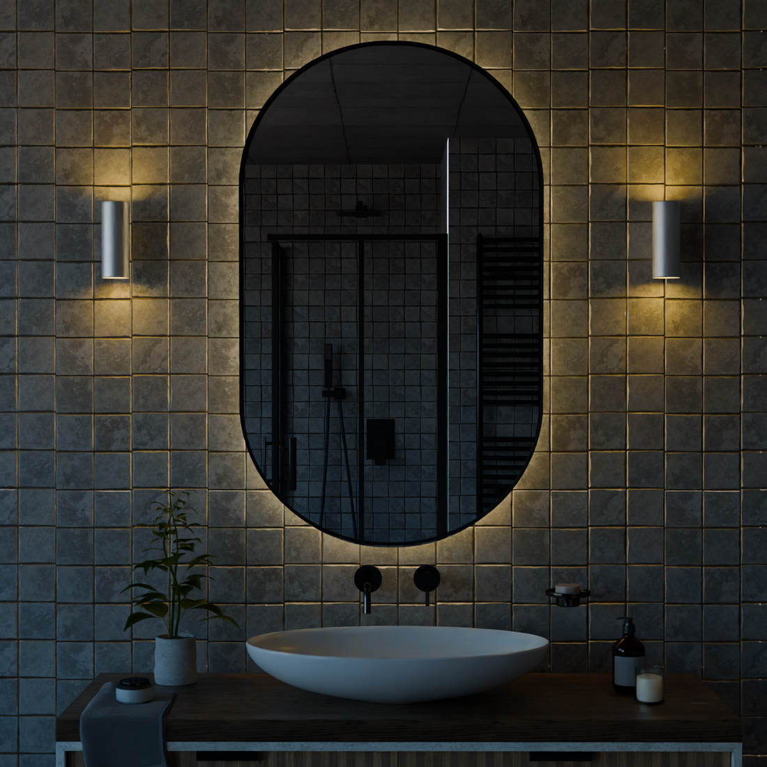 Kumlamasız LED Işıklı Oval Banyo Aynası - Gün Işığı
