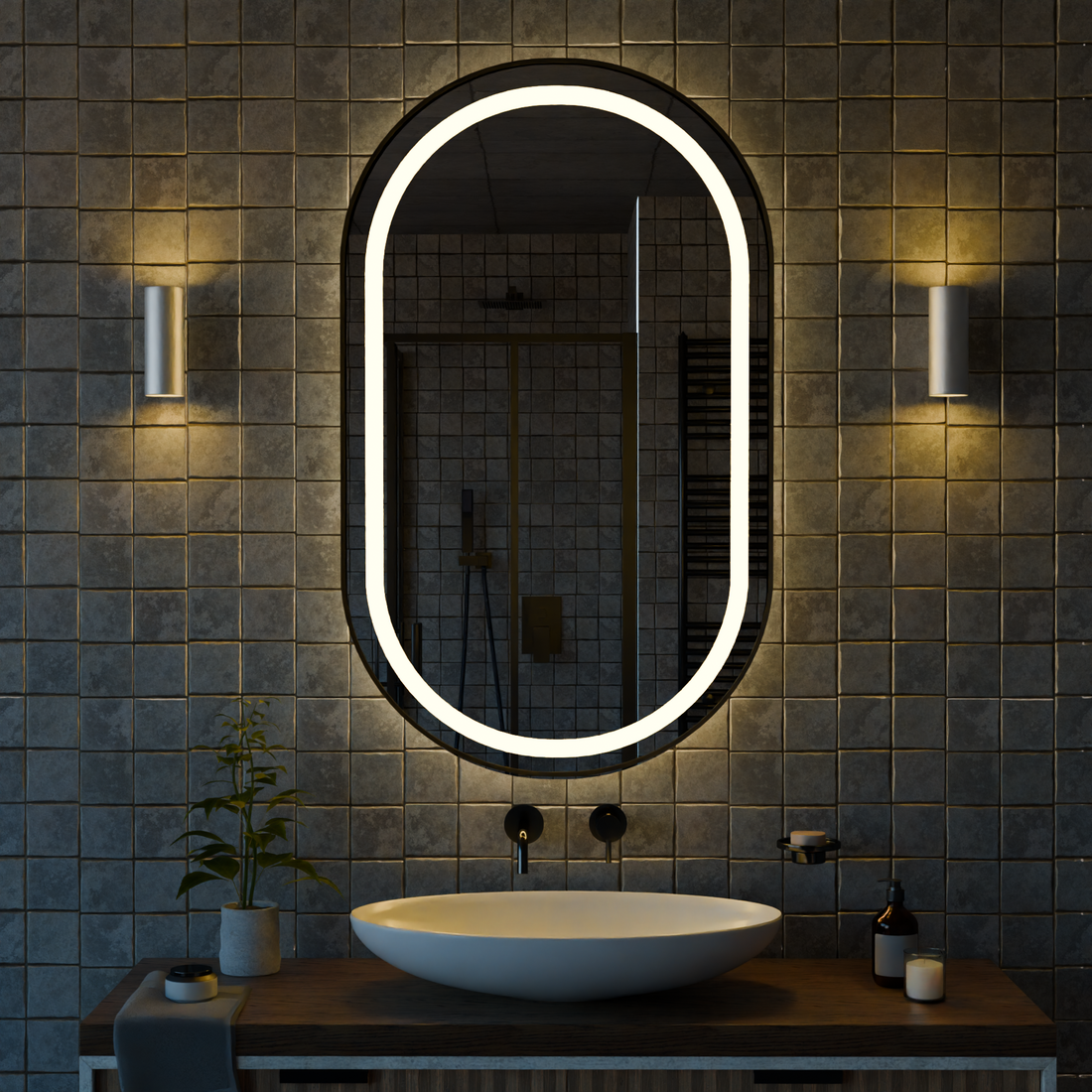 LED Işıklı Oval Banyo Aynası - Gün Işığı