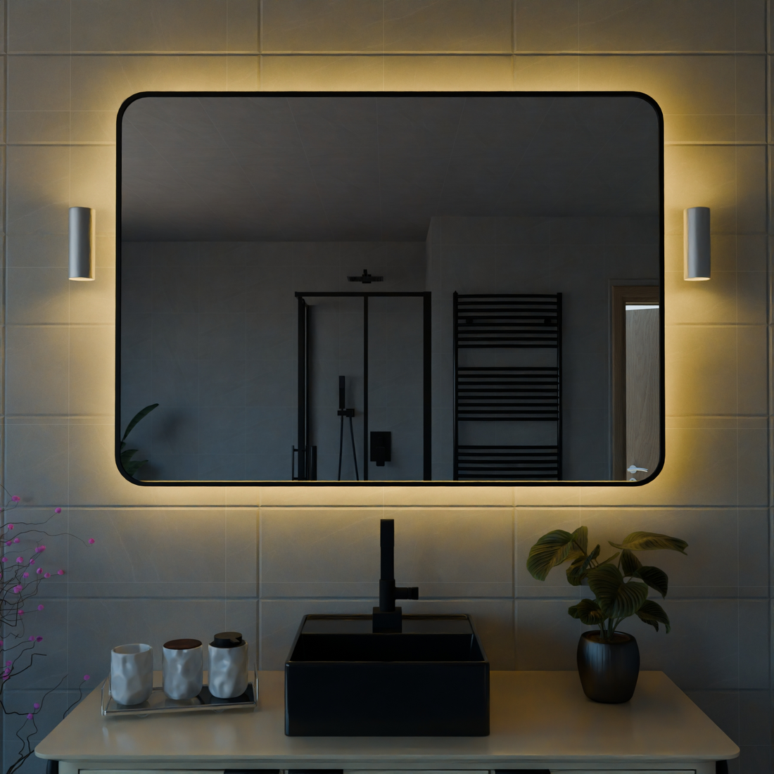 Kumlamasız LED Işıklı Dikdörtgen Banyo Aynası - Gün Işığı