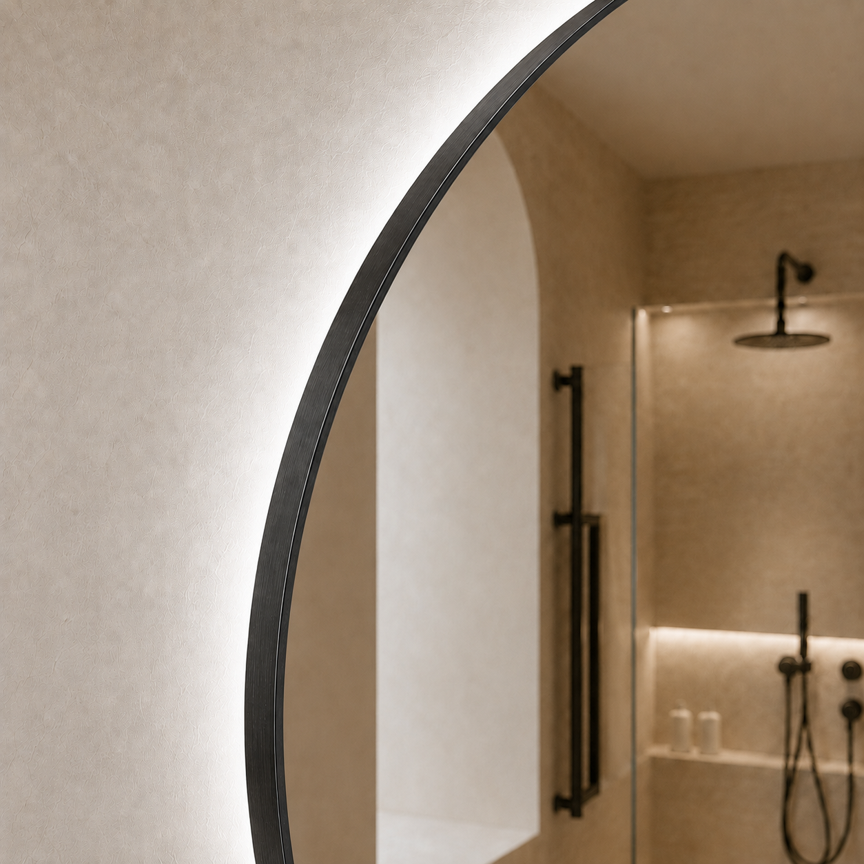 Kumlamasız LED Işıklı Yuvarlak Banyo Aynası - Beyaz Işık