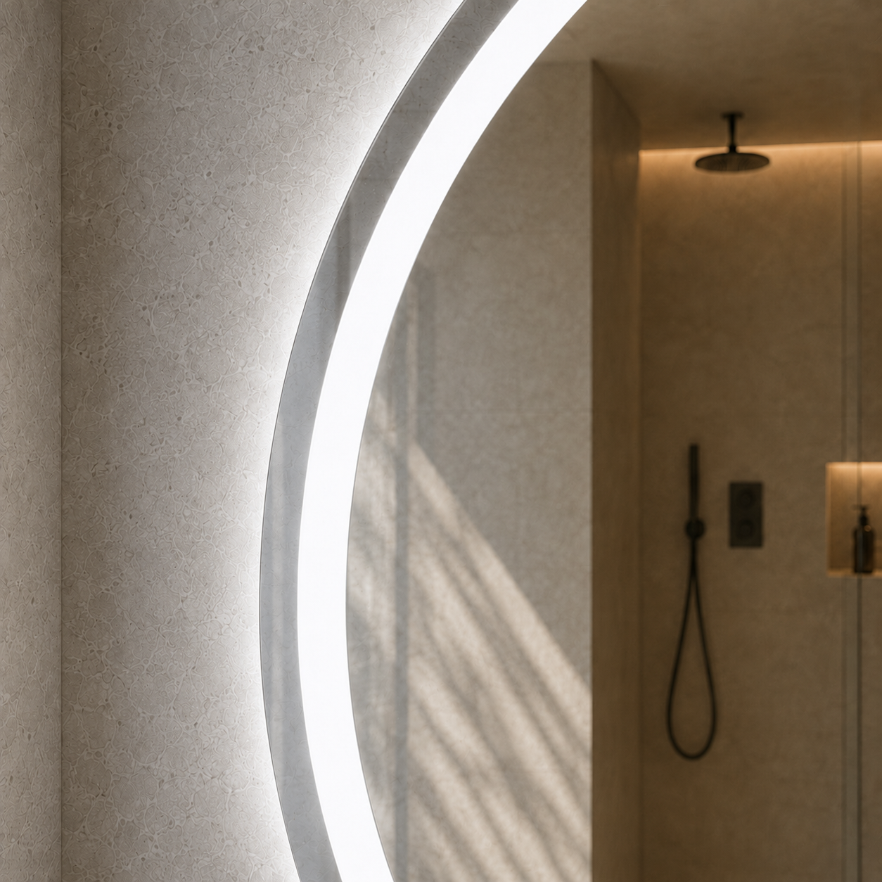 LED Işıklı Yuvarlak Banyo Aynası - Beyaz Işık