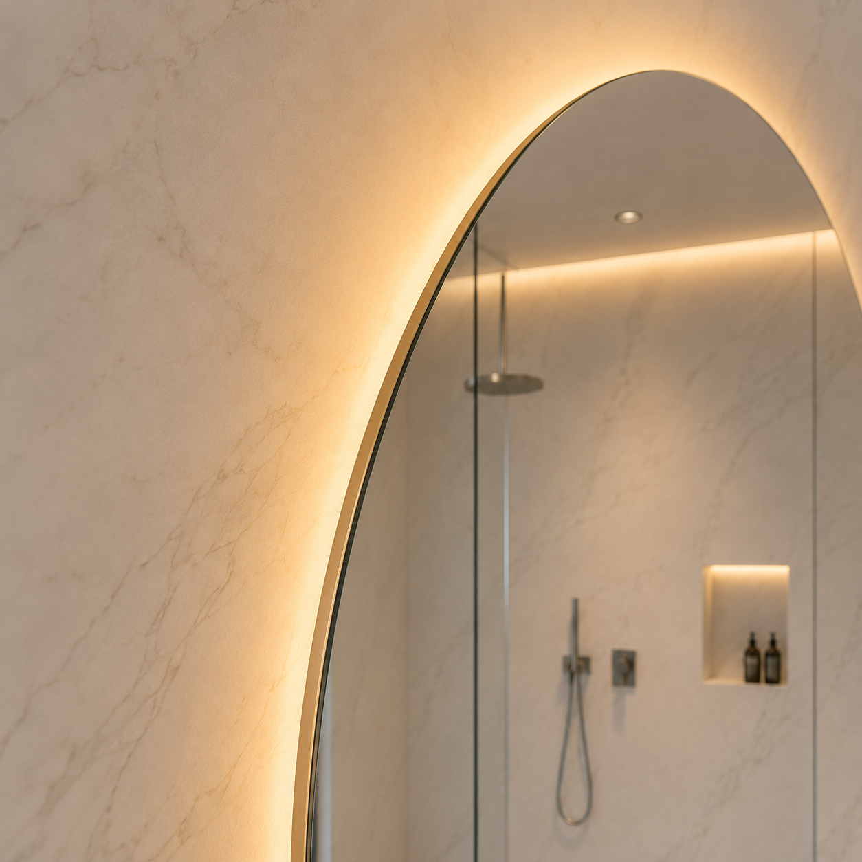 Kumlamasız LED Işıklı Elips Banyo Aynası - Gün Işığı