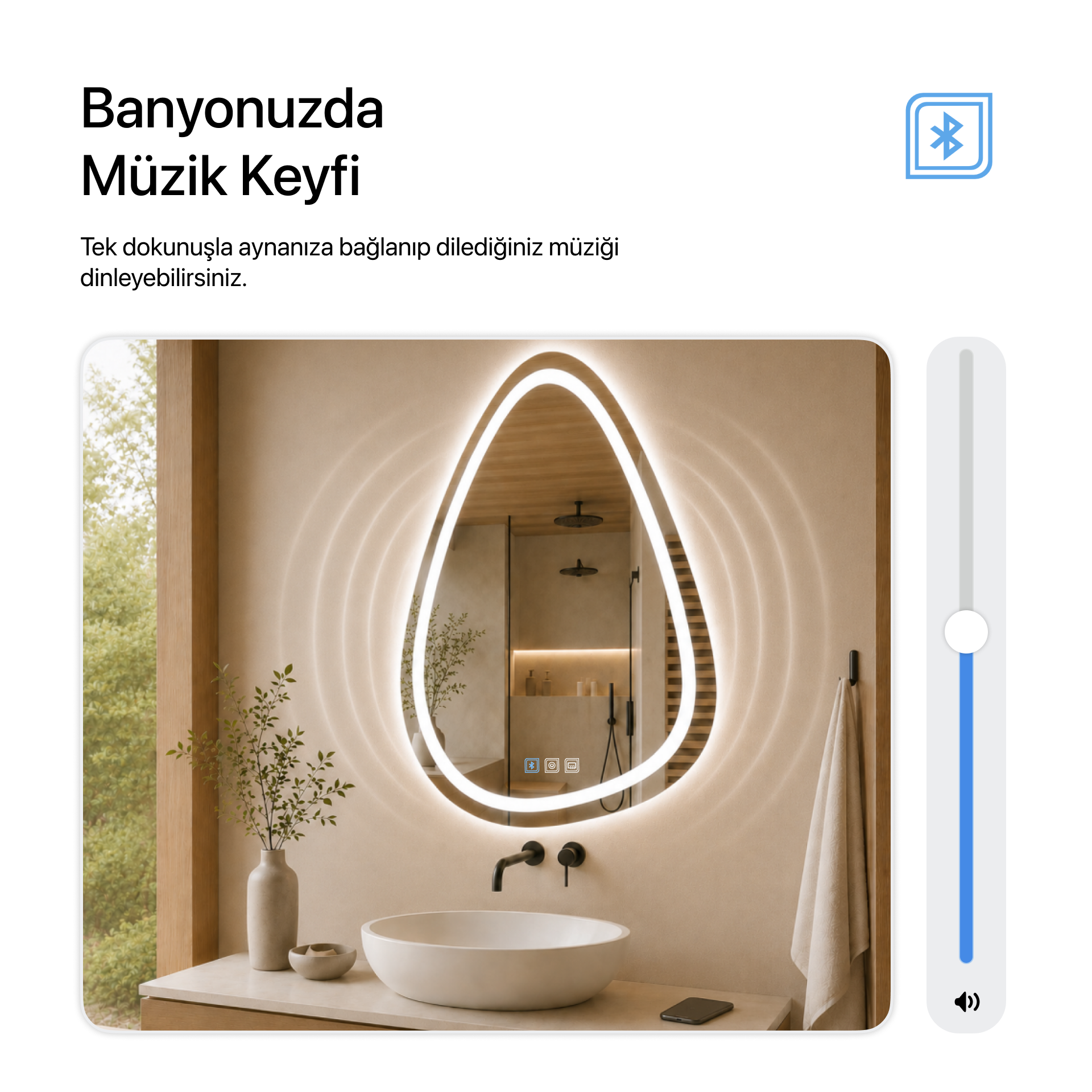 Warp Kumlamasız Dokunmatik & Buğu Önleyicili LED Ayna (Copy)