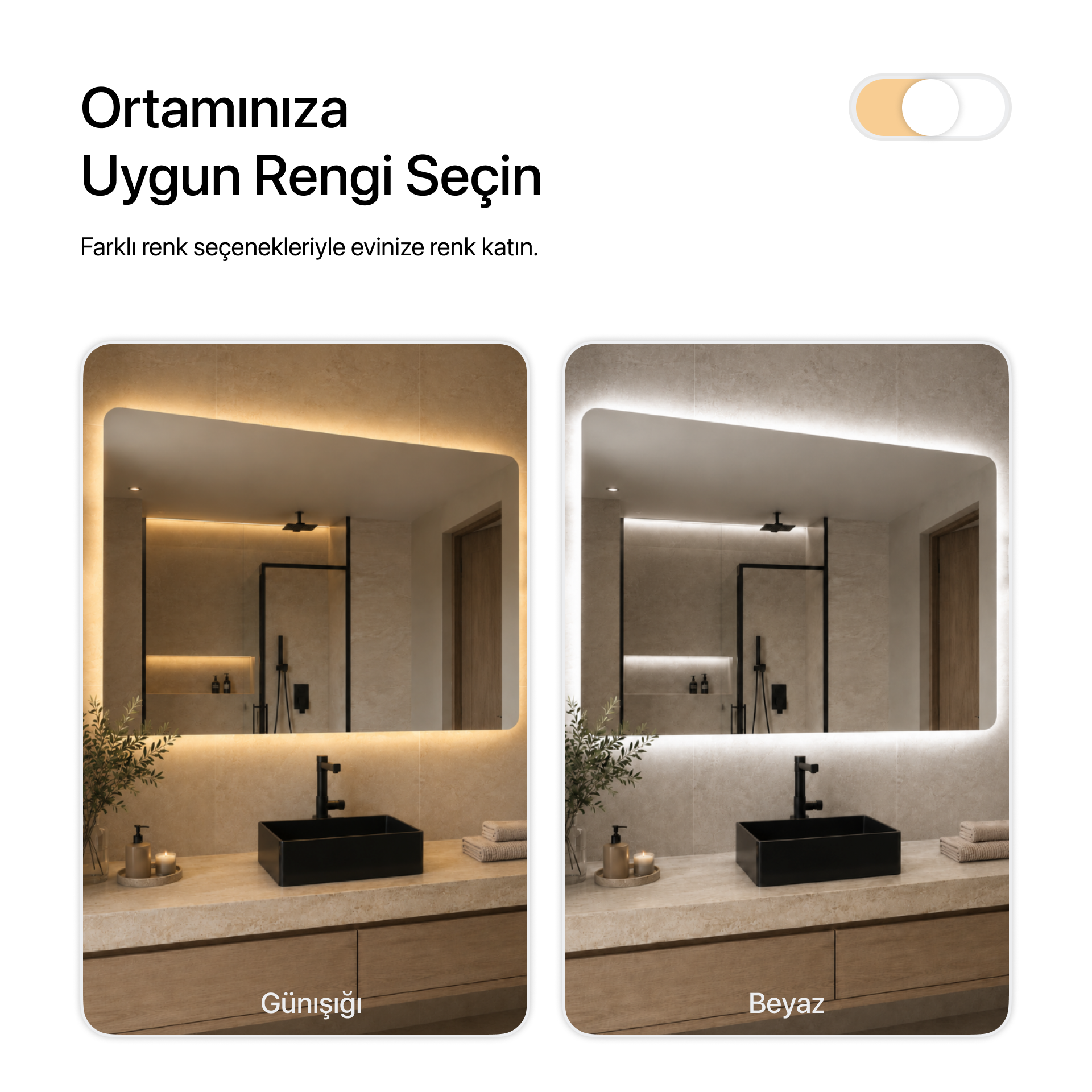 Warp Kumlamasız Dokunmatik & Buğu Önleyicili LED Ayna (Copy)