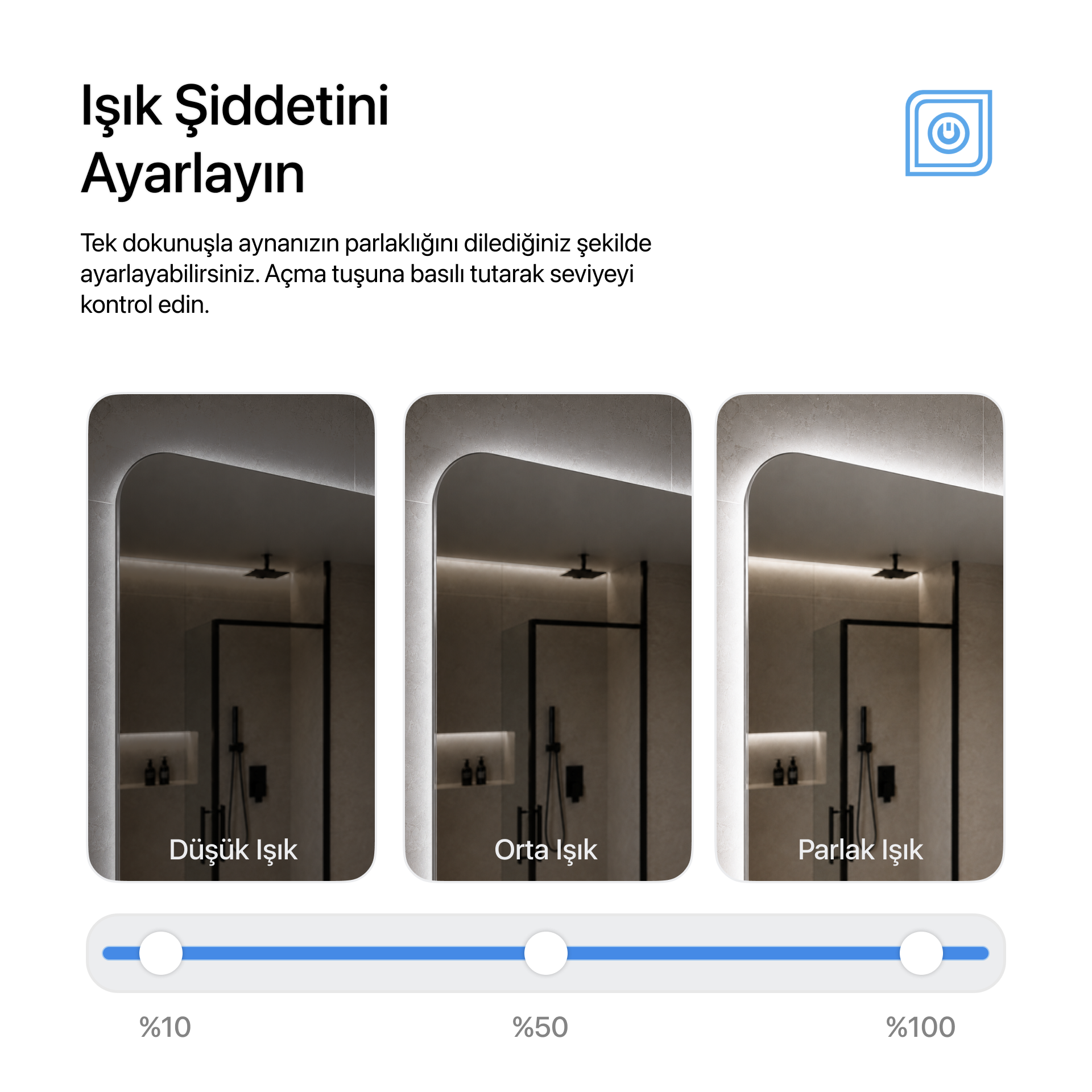 Warp Kumlamasız Dokunmatik & Buğu Önleyicili LED Ayna (Copy)