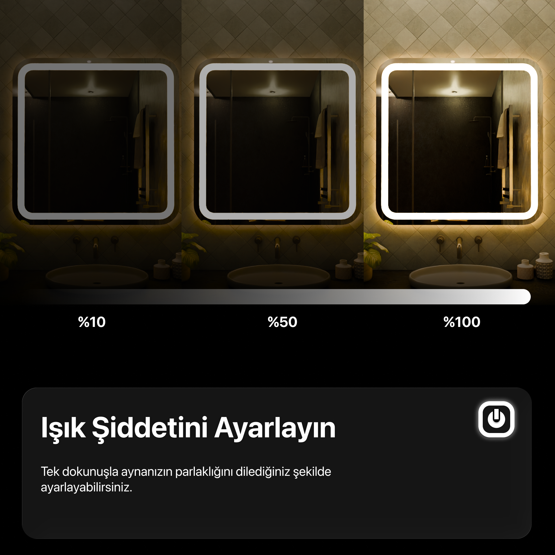 Emerald Kumlamasız Dokunmatik LED Ayna