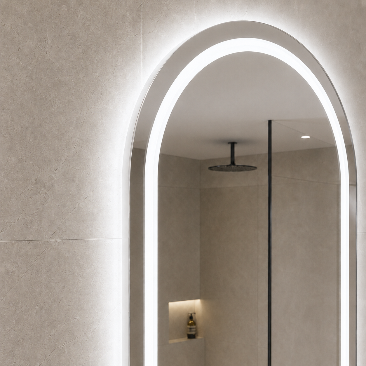 LED Işıklı Oval Banyo Aynası - Beyaz Işık