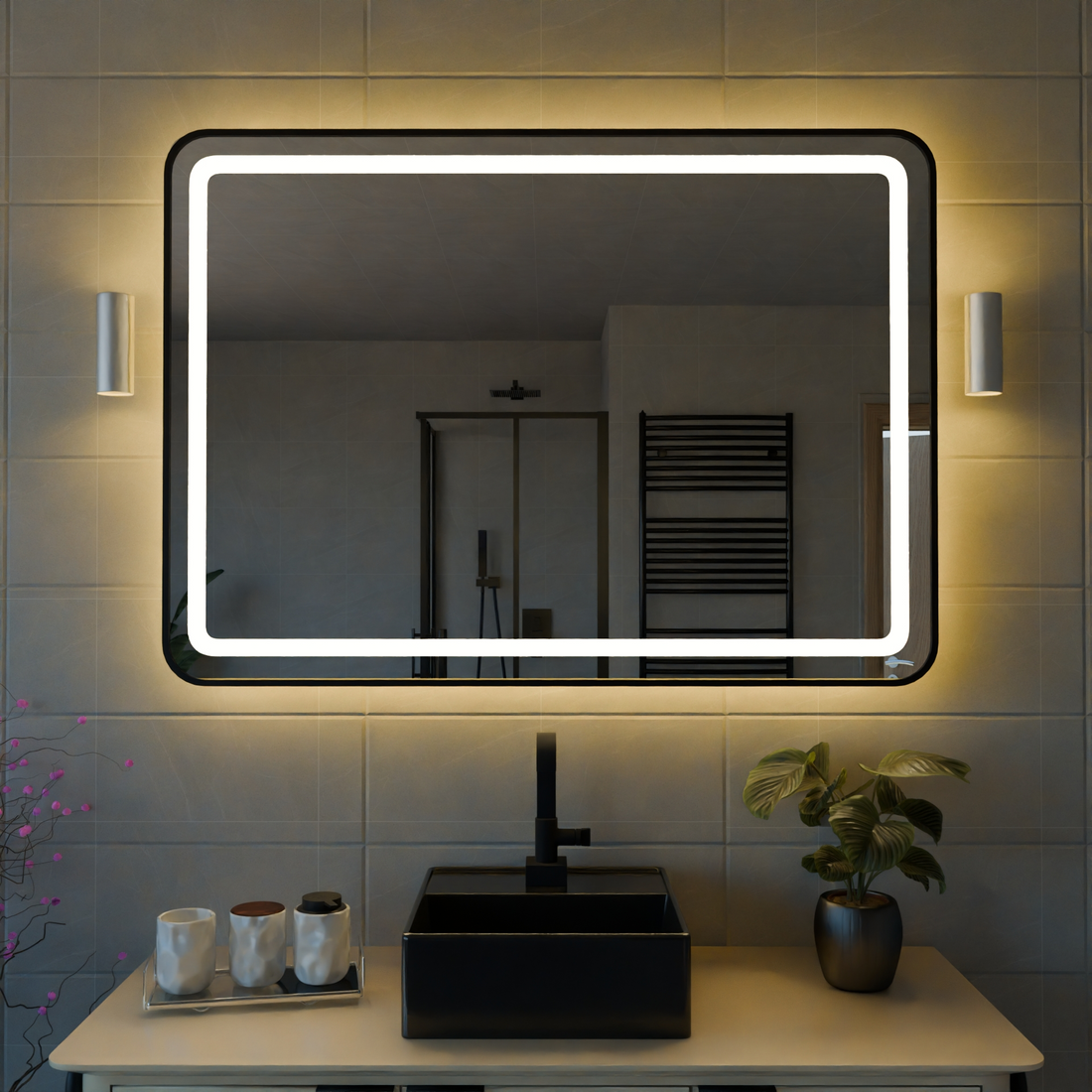 LED Işıklı Dikdörtgen Banyo Aynası - Gün Işığı