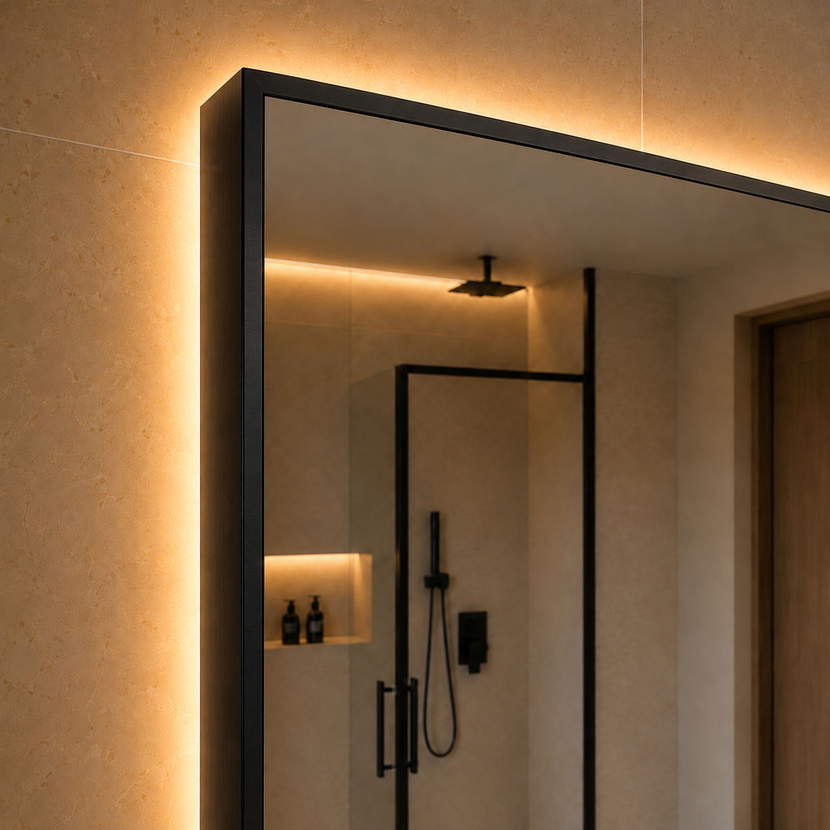 Kumlamasız Dokunmatik Tuşlu ve LED Işıklı Dikdörtgen Banyo Aynası - Gün Işığı