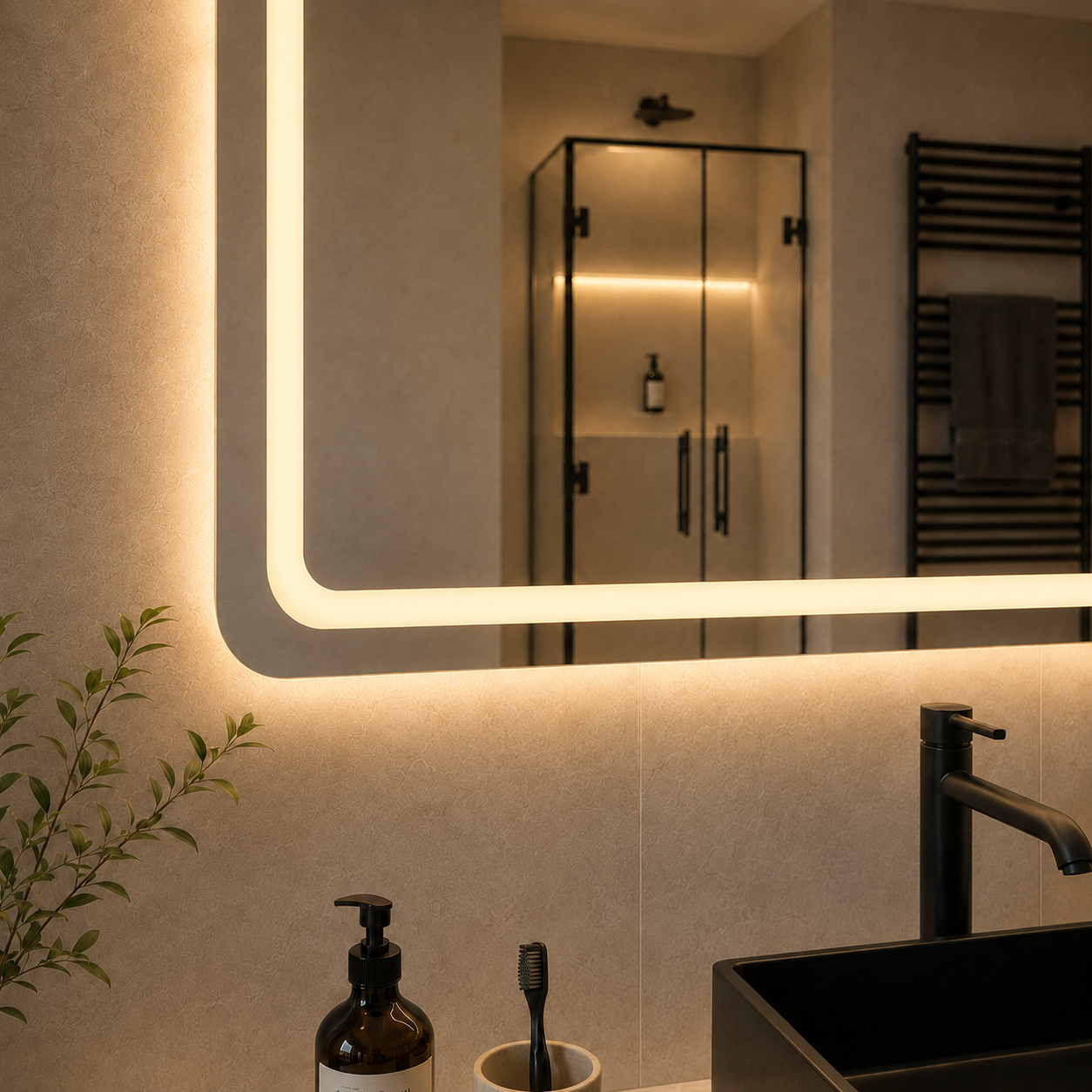 LED Işıklı Dikdörtgen Banyo Aynası - Gün Işığı