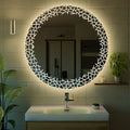 Arven Design yuvarlak kırık cam desenli gün ışığı LED ayna, banyo dekorasyonu için modern ve şık aydınlatmalı tasarım