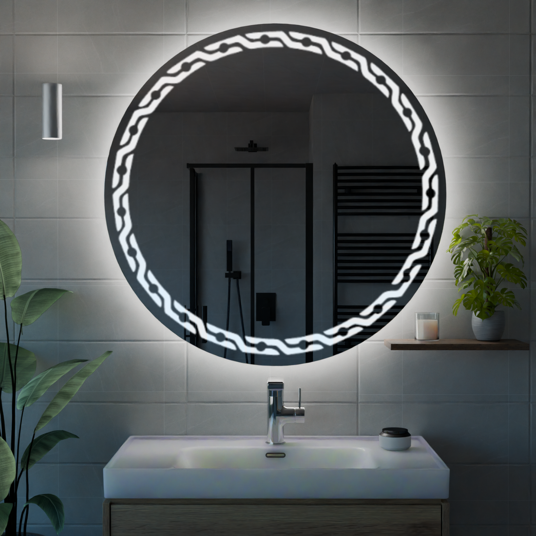 Girit desenli LED ayna