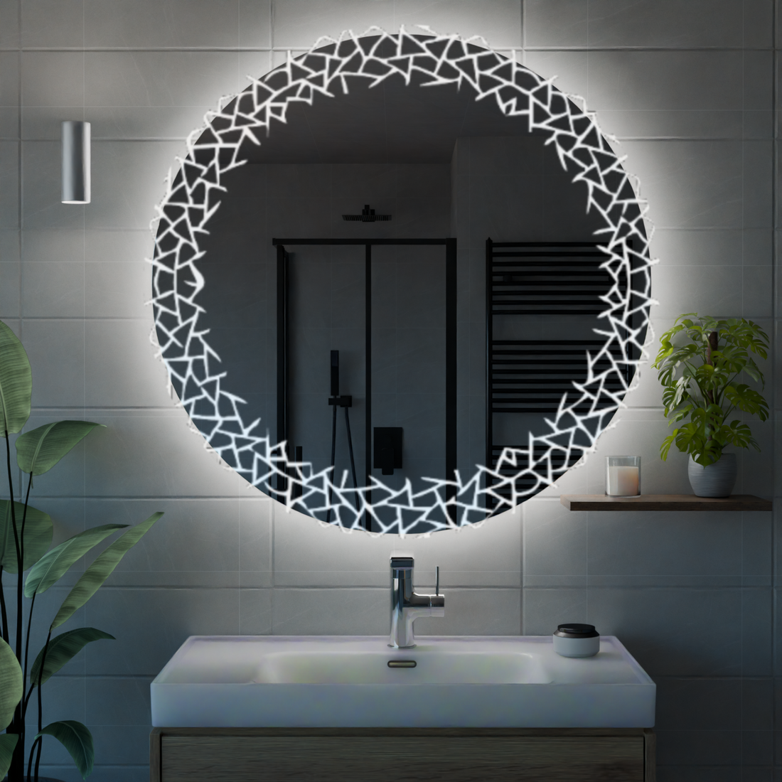Kırık Cam desenli LED ayna