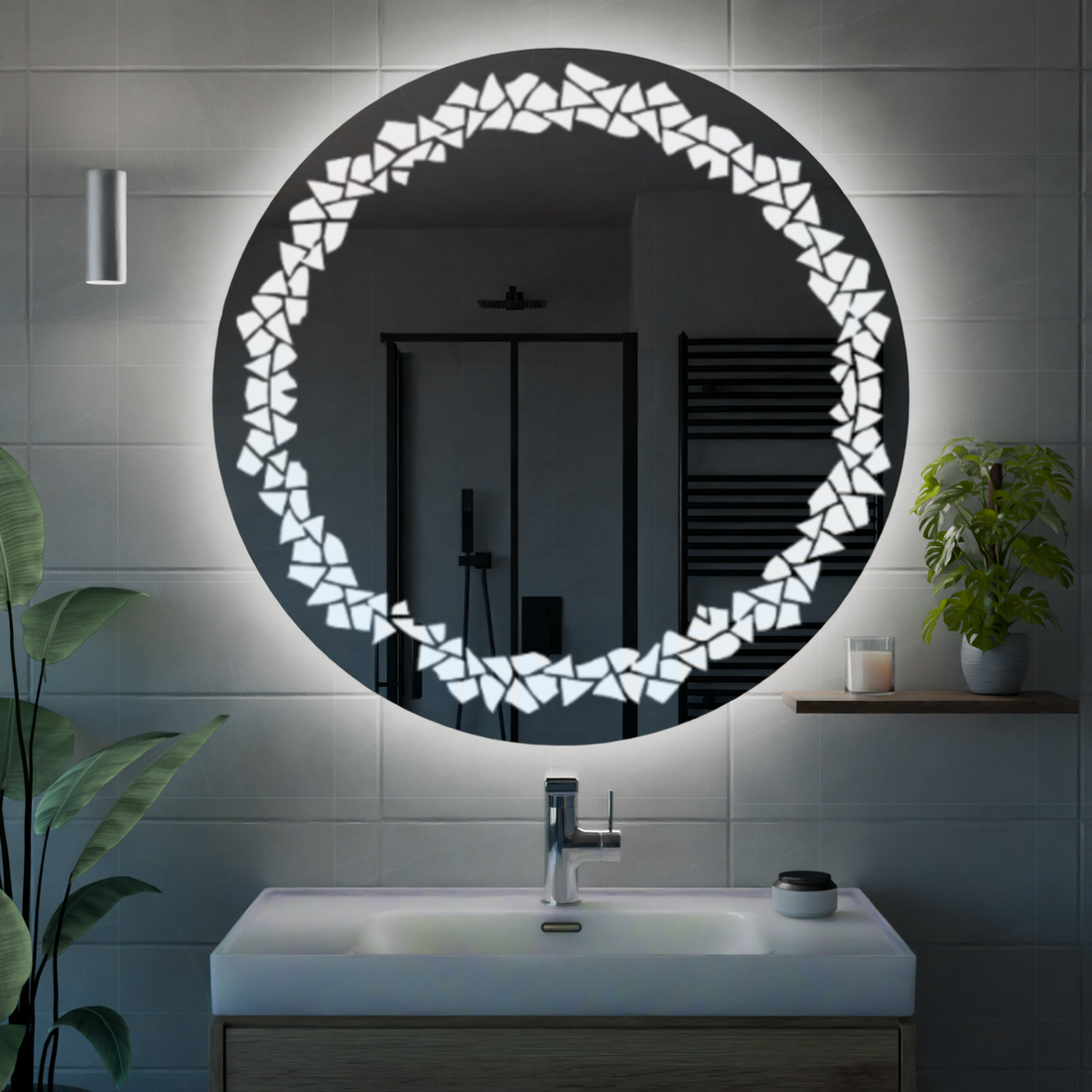 Parçacık desenli LED ayna