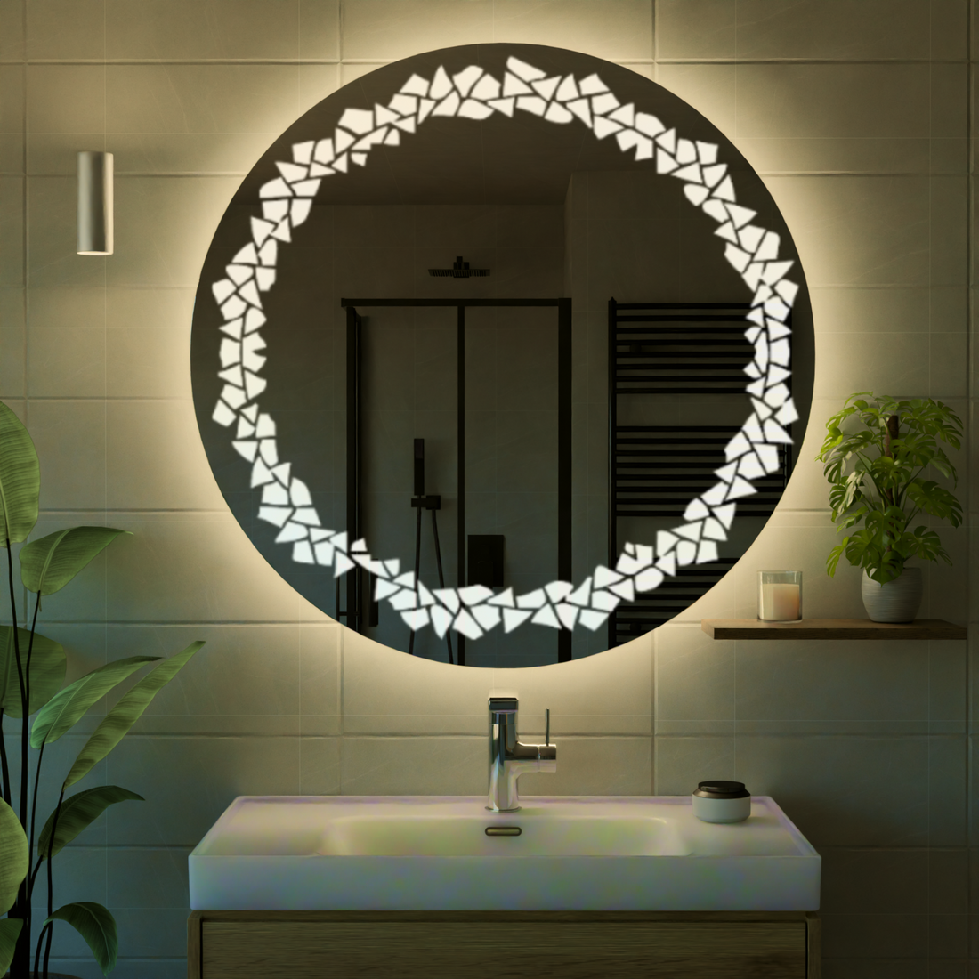 Parçacık desenli LED ayna