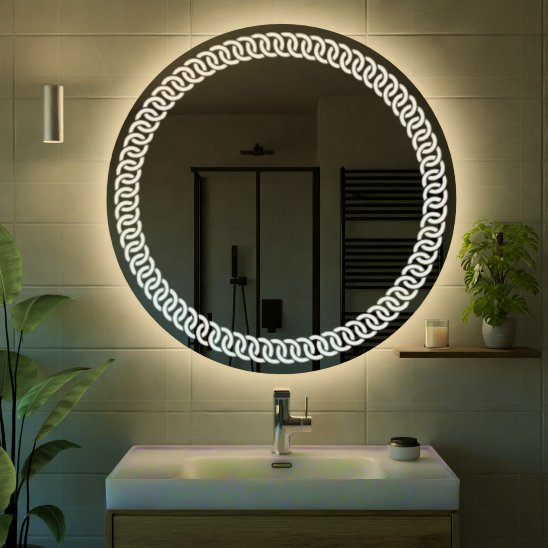 Zincir desenli LED ayna